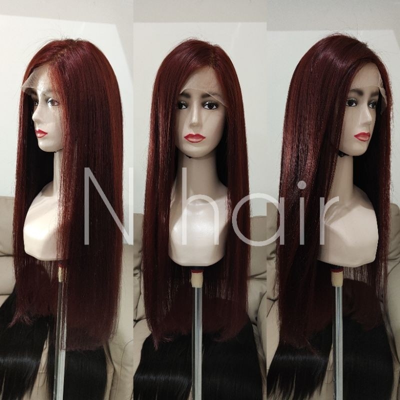 WIG lace front PREMIUM RAMBUT ASLI. 100% human hair red brown