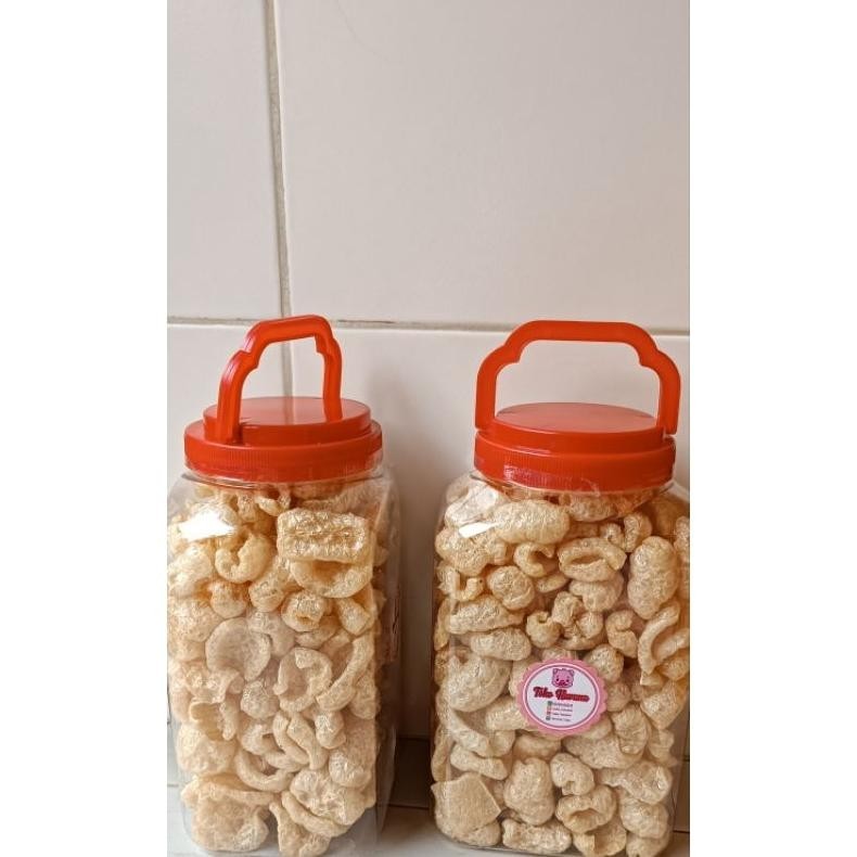 

qw-45 Kerupuk Kulit Babi Kerubi Garing Gurih Renyah Kerupuk Babi Toples 4liter 365gr Viral