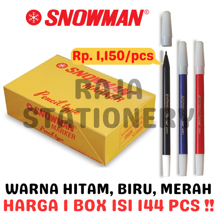 

SNOWMAN MARKER SPIDOL SNOWMAN PW-1A PW1A HITAM BIRU MERAH [144PCS]