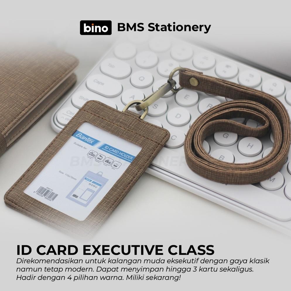 

ad-532 [BMS Surabaya] Bantex ID Card Kulit / Name Tag Holder Tali Lanyard Portrait | 8869 Original