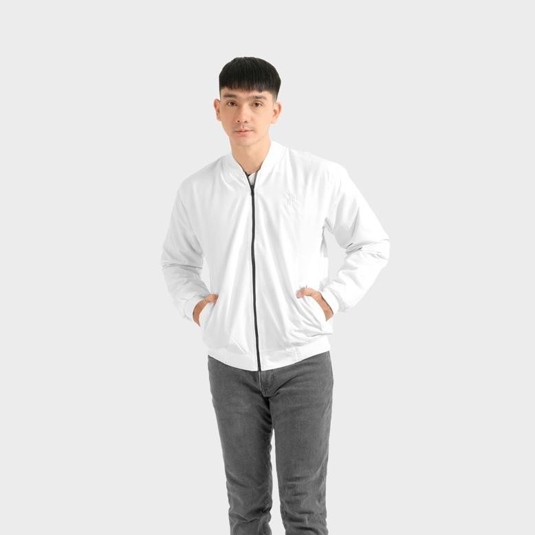 Jaket Pria Keren Jacket Bomber Polos Putih Polos Vintage Pria Wanita