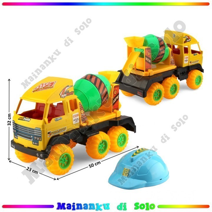 [Mainanku] Mainanku Truk Konstruksi Truk Molen Tronton & Helm Worldtop Roda Warna Random Mainan Anak
