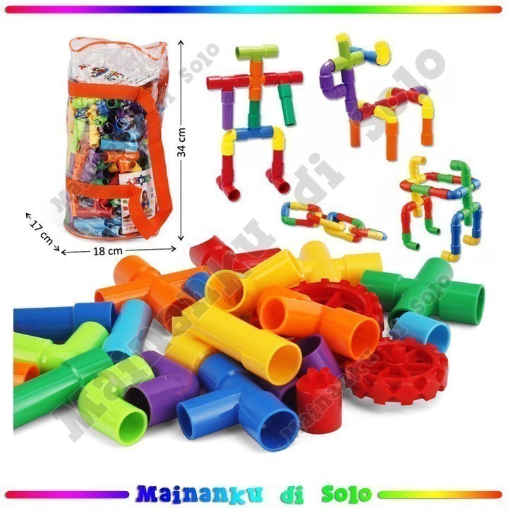 [Mainanku] Mainan Anak Edukasi Block Pipa + Buku Gambar Education Toys