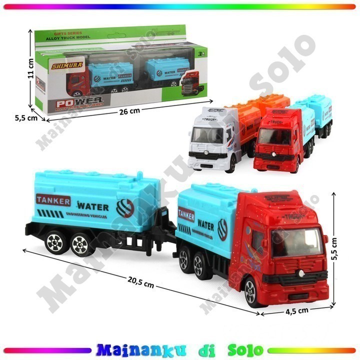 [Mainanku] Diecast Truk Tangki Air Gandeng 1:72 Model Car Mainan Miniatur
