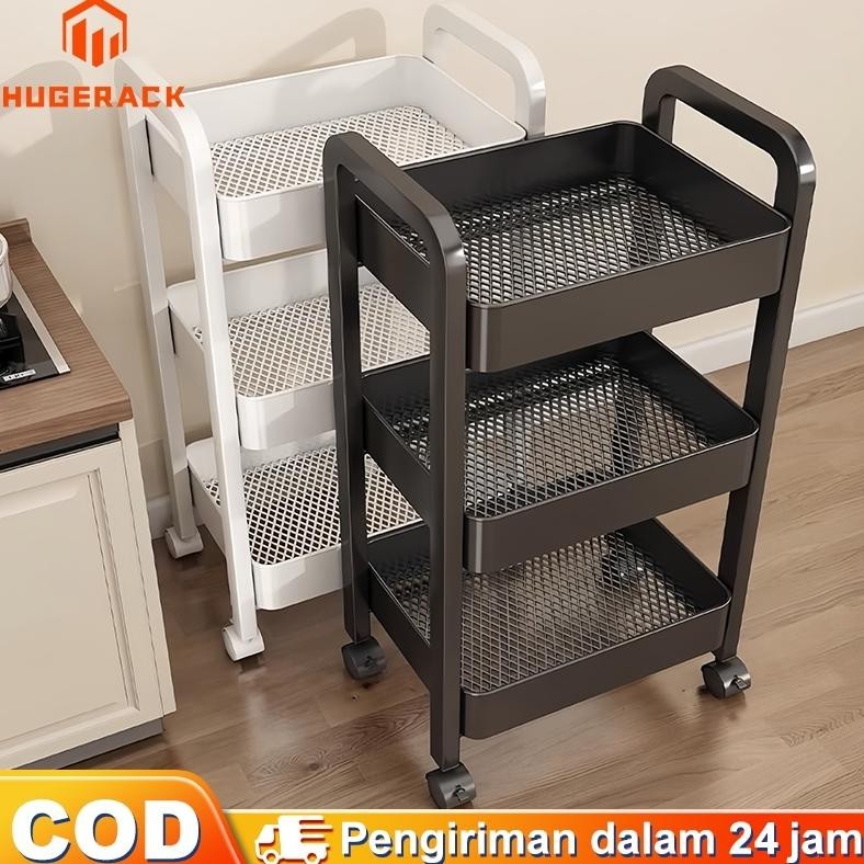 Besi 100%Rak Troli Susun Rak Roda Serbaguna Rak 4 Susun Rak kamar mandi Rak Dapur Rak Salon
