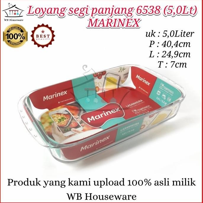 Loyang Kaca Segi Panjang Tahan Panas 6538 5,0Liter Marinex