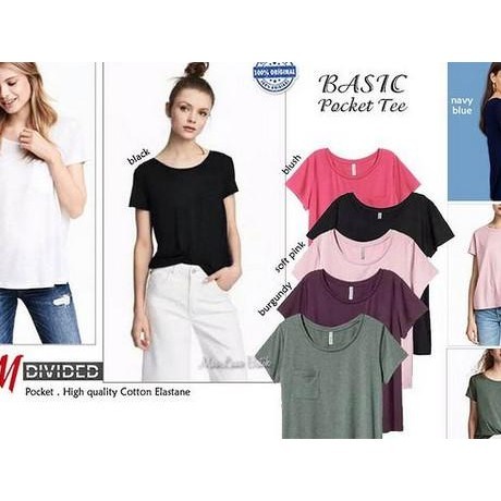 Hm Divided Basic Poet Tee Kaos Polos Basic Kantong Kaos Polos Adem