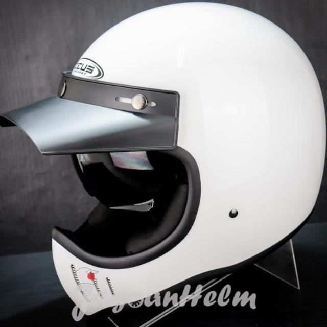 Zeus Helm Zs916 D Solid | White | Zs916D - Zeus 916 Retro Classic