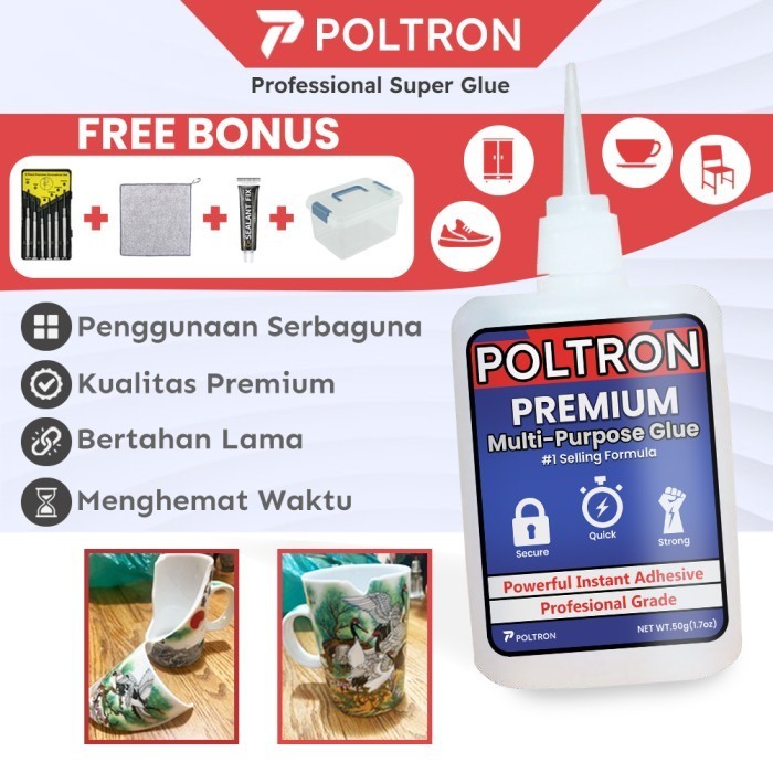 

Poltron Super Strong Glue Lem Korea Besi Kayu Keramik Kaca Serbaguna