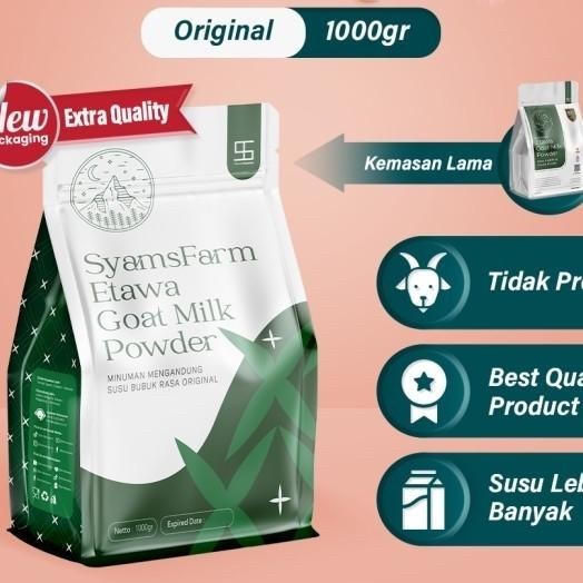 

Susu Kambing Etawa Bubuk Syams 1000 Gram Pure Murni Ala