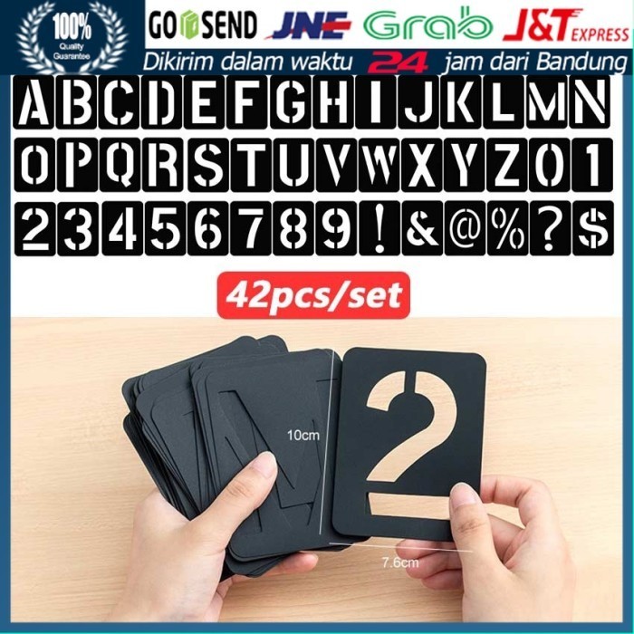 

hanya disini] 42PCS Cetakan Huruf Angka Stencils Stensil Plastik Pylox Cat Semprot