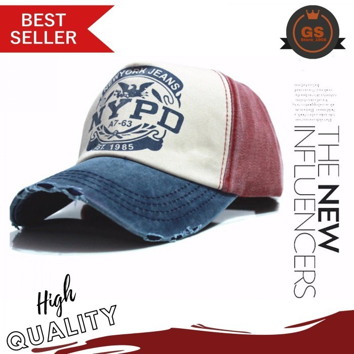 Topi Baseball Nypd Motif Sobek Flb Original