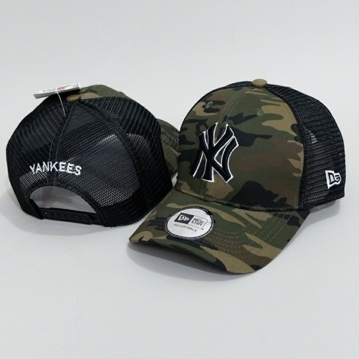 Ny-037 Topi Baseball Trucker Jaring Newyork Yankees Ny Mlb Army Camo