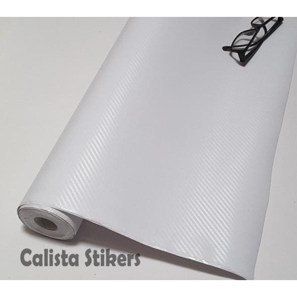 Stiker Skotlet Karbon Carbon 3D Tekstur Putih White