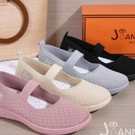Joanne] Sepatu Flyknit Flat Shoes Jn288