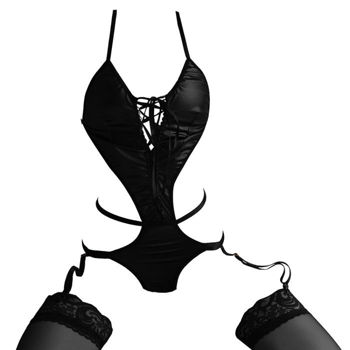 TERBARU L1290 Lingerie Baju Tidur Haram Teddy Bikini latex Stocking Sexy Seksi