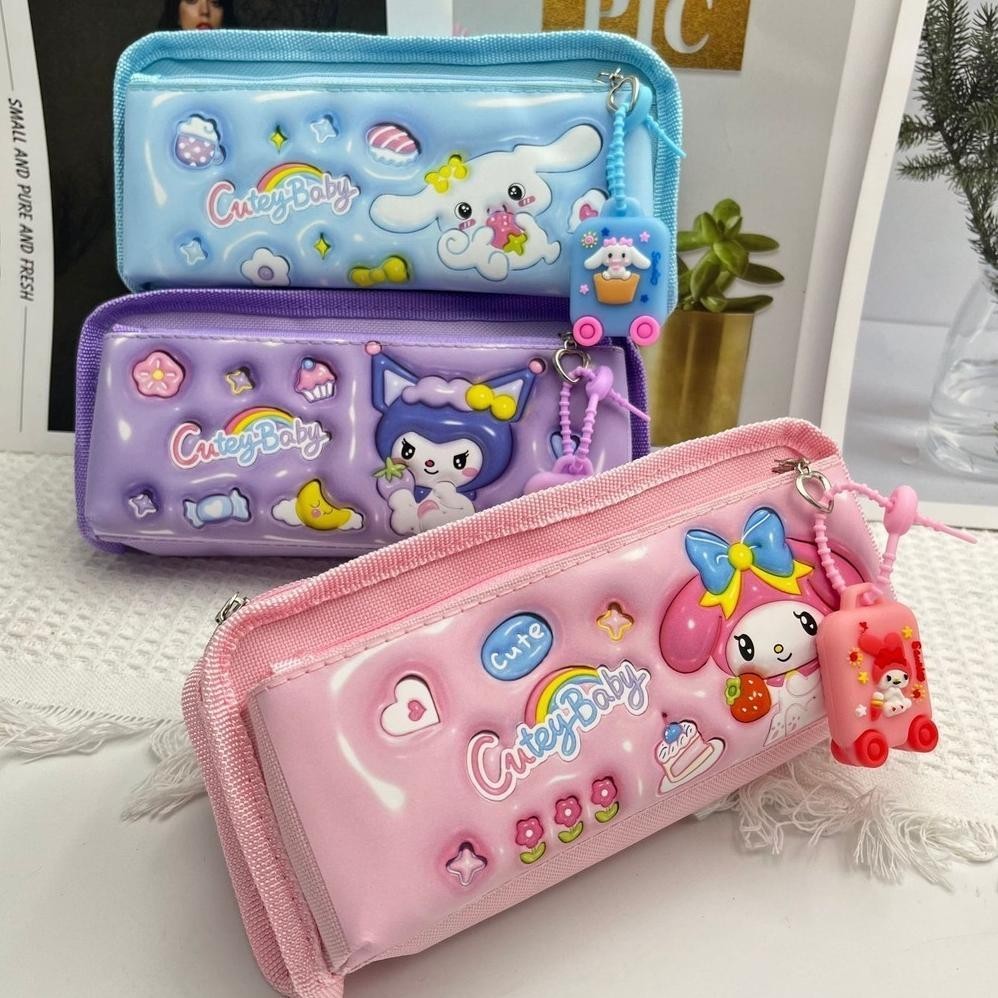 

At43 Aun Kotak Pensil Motif Sanrio Keychain Kuromi / Melody / Cinnamoroll Tempat Pensil Sanrio Big Sale