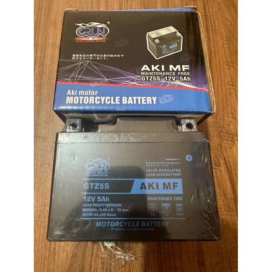 Aki Motor GTZ5S Battery 12V 5AH Supra X 125 Kharisma Vario Motor CRUN