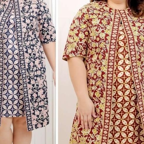 Dress Batik Jumbo Wanita/Dress Batik Bigsize/Baju Imlek/Natal