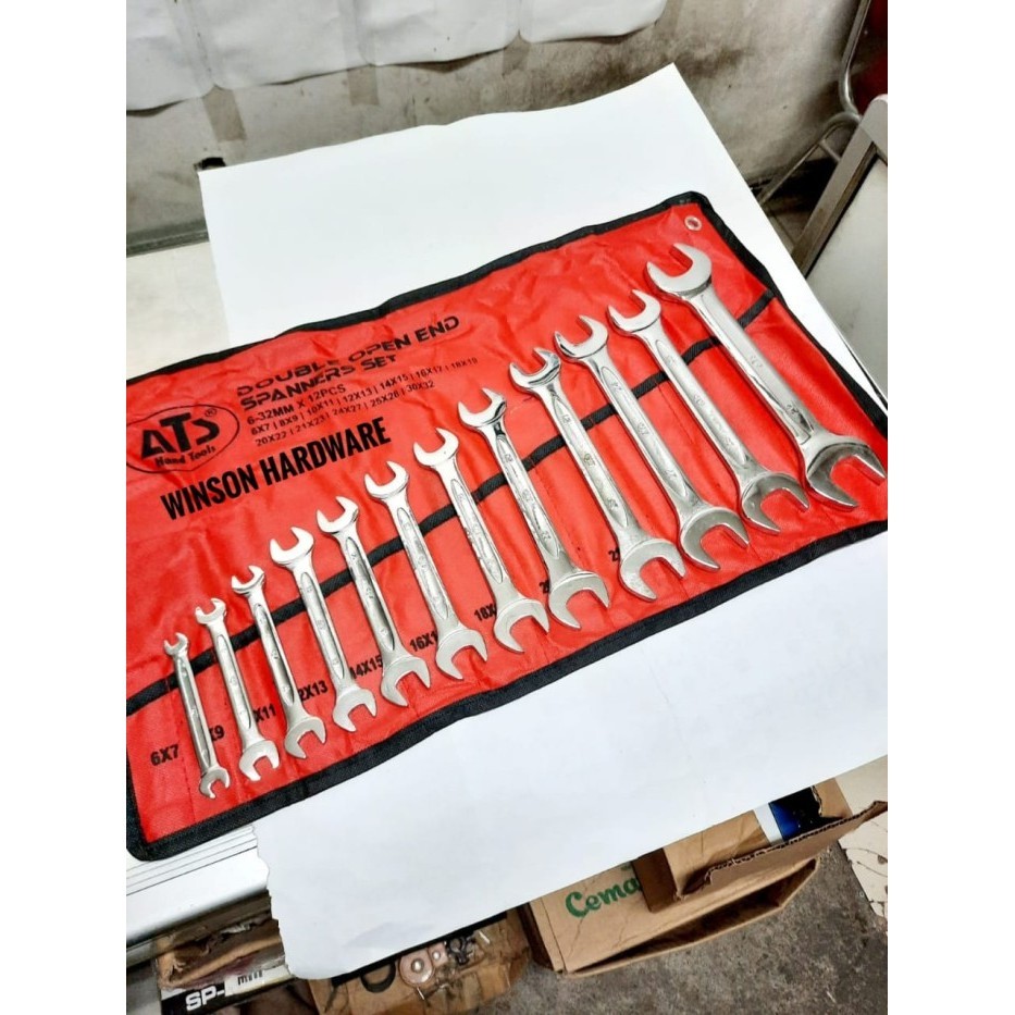 Kunci Pas Set 12pc ATS 6-32mm Double Open End Spanners 12 pc