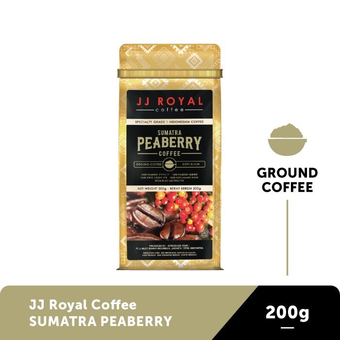 

Jj Royal Coffee Peaberry Sumatra Ground (Kopi Bubuk) Bag 200Gr