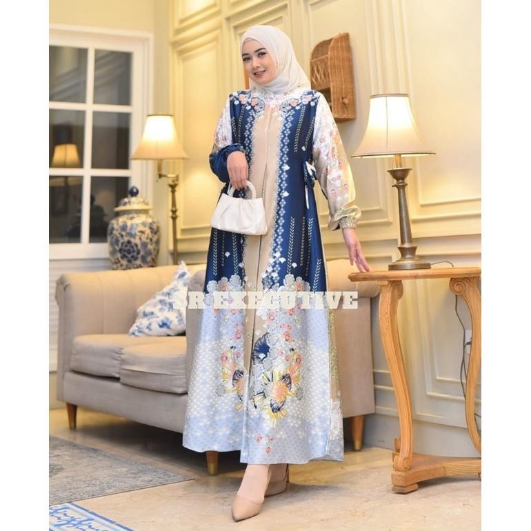 Gamis Wanita Remaja Kekinian Maxmara Silk Motif Mewah Elegan Lebaran Bahan Silk Baju Dress Pesta Leb