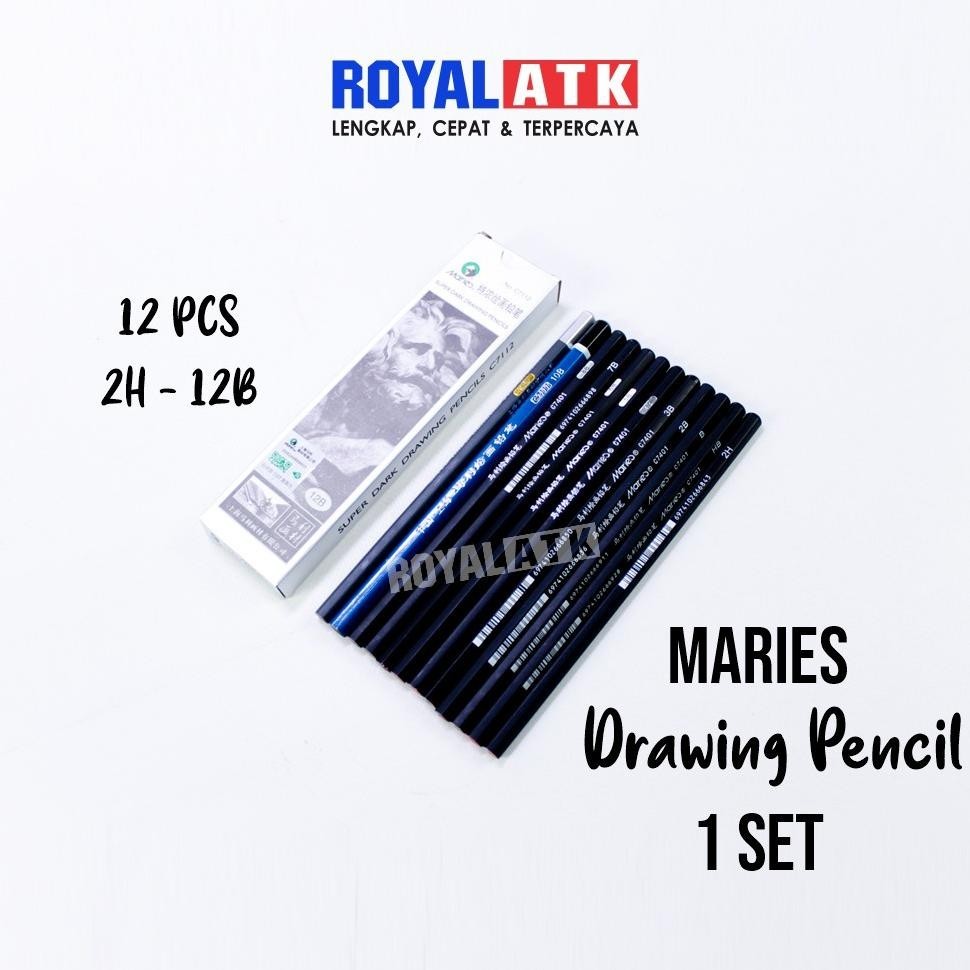 

Super Murah [12 Pcs] 1 Set Maries Drawing Pencil 2H-14B - 1 Set Pensil Gambar 8.8