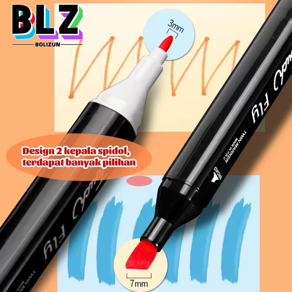 

Hot Bolizun 2 In 1 Spidol Dan Stabilo Touch Isi 24/36/48/60/80 Warna Dual Side Fine Art Brush Pen Sketsa Garansi