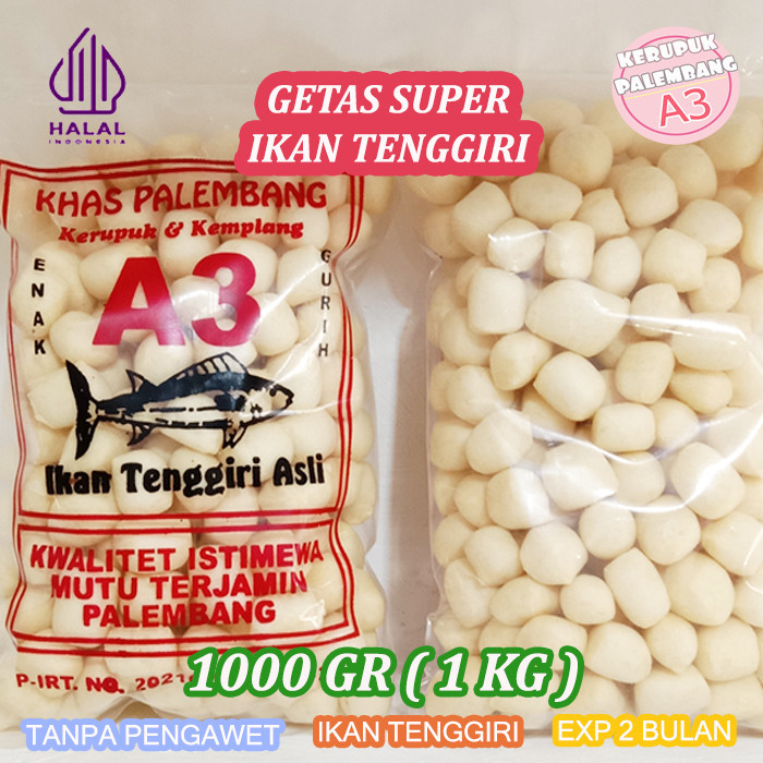 

KERUPUK GETAS 1 KG KLETEKKAN IKAN TENGGIRI 1 KG ASLI PALEMBANG