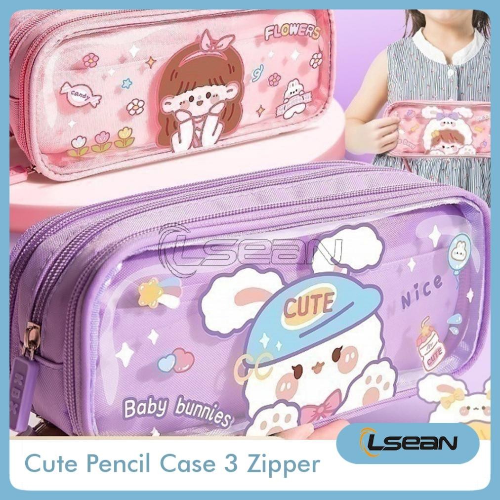 

Hemat Tempat Pensil Lucu Korea Kartun 3 Zipper Kapasitas Besar Multifungsi Pencil Case Dg-4