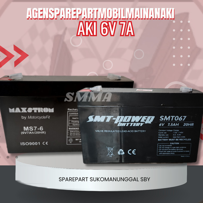 Aki Accu Kering Mobil Mainan Aki 6Volt 7Amper