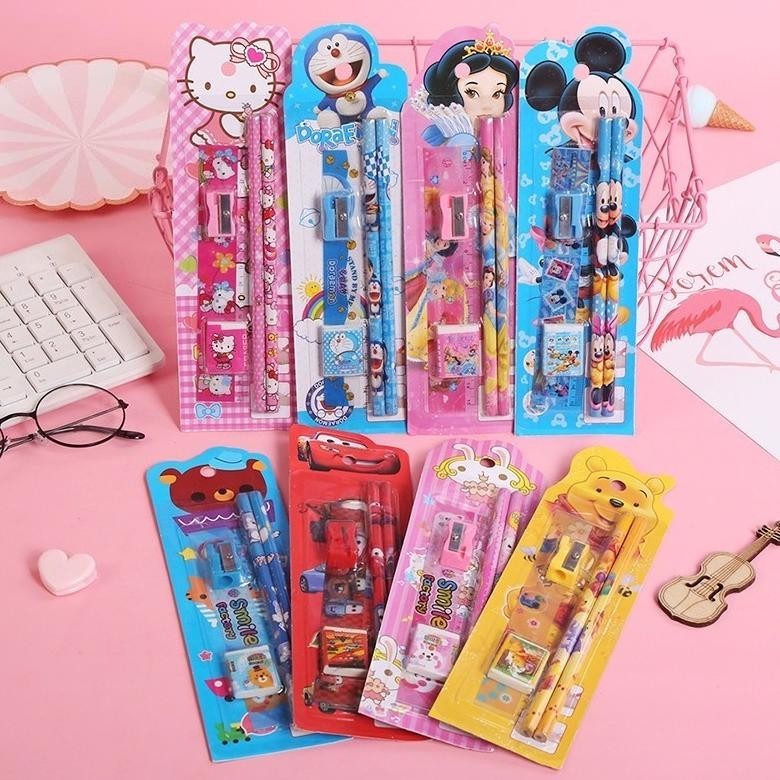 

HRN-813 Paus Biru - AIMILO Set Alat Tulis Cocok Untuk Tempat Pensil Penggaris Penghapus Lengkap Kartun Pengserut Penghapus Penggaris Masuk Kotak Pensil Stationery Anak Laki laki Perempuan Perlengkapan Sekolah Original