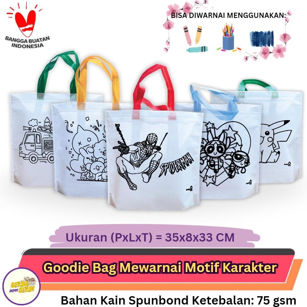 

NI06 Goodie Bag Tas Mewarnai Spunbond 33x35x8 Landscape Lukis Suvenir Untuk Lomba Hadiah Acara Edukasi Sale