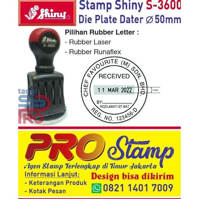 

New | Bagus Stempel Custom Tanggal Manual Shiny Die Plate Dater S-3600 (D = 50Mm)