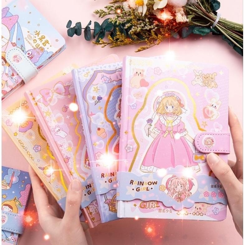 

fgs-3 Buku Journal Diary Aesthetic Agenda Magnetic Notebook A5 Kertas Warna Warni Catatan Cewek Original