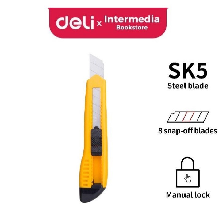 

Deli Cutter Besar E2003 - Mata pisau baja SK5 untuk memudahkan pemotongan dan aman