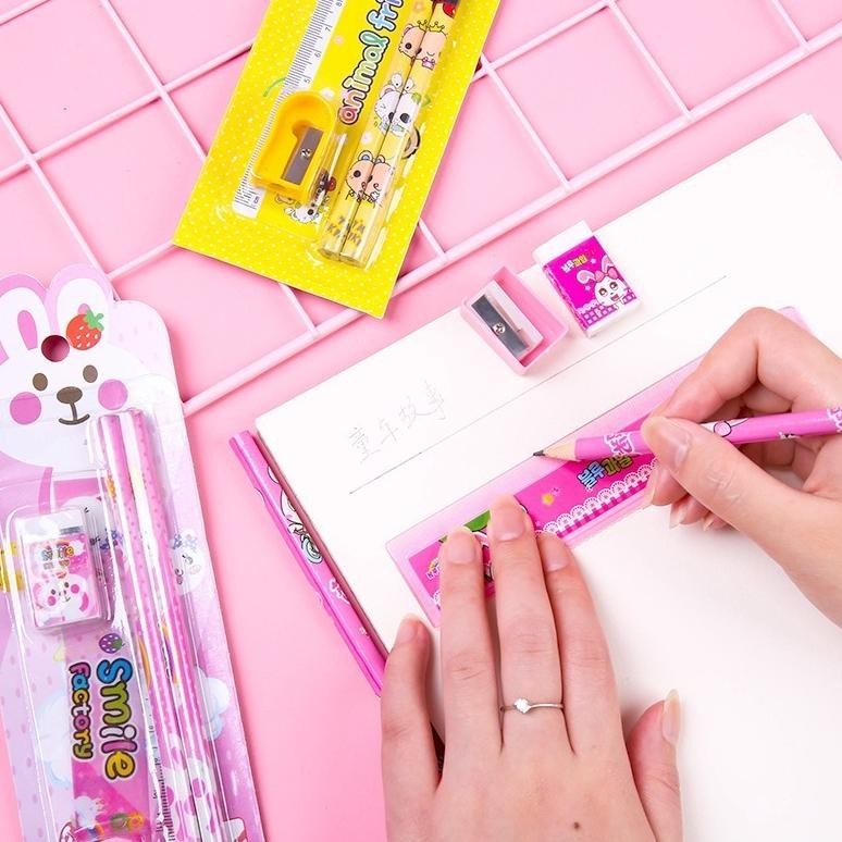 

fx-76 FAYES COD Alat Tulis 5 in 1 Karakter / Paket Penggaris & Pensil Set / Mini Stationery Sekolah STY01 Berkualitas