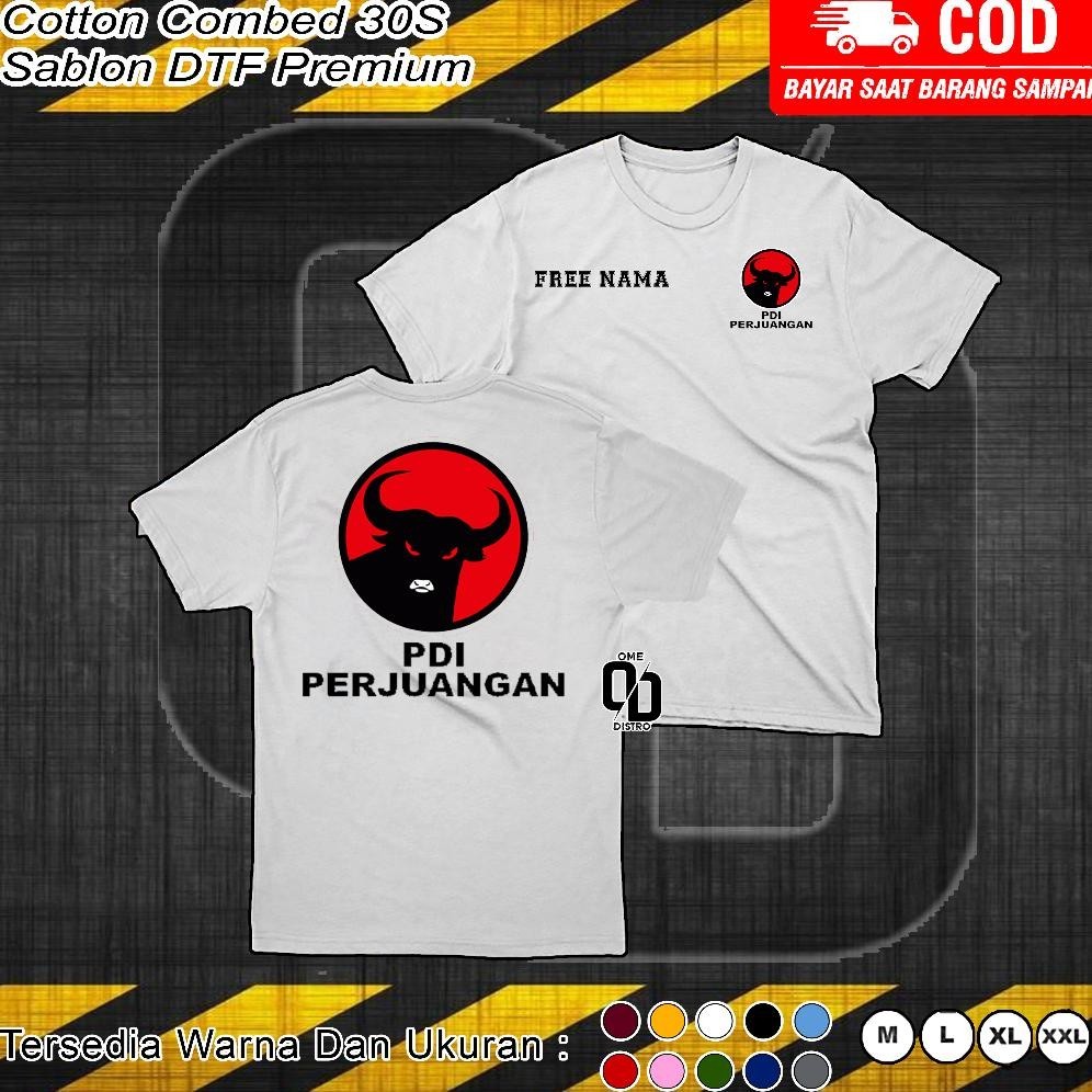 Terbaru Baju Kaos Distro Partai Pdi Paratia Demokrasi Indonesia Perjuangan (Pdip) Free Nama