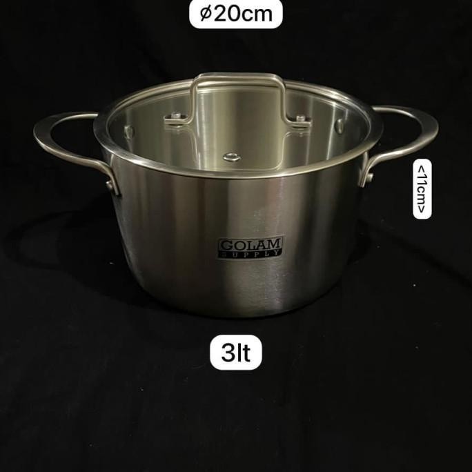 stok Stock pot panci soup tutup kaca tempered glass panci stainless steel sus 304 5 layer sup pot pa
