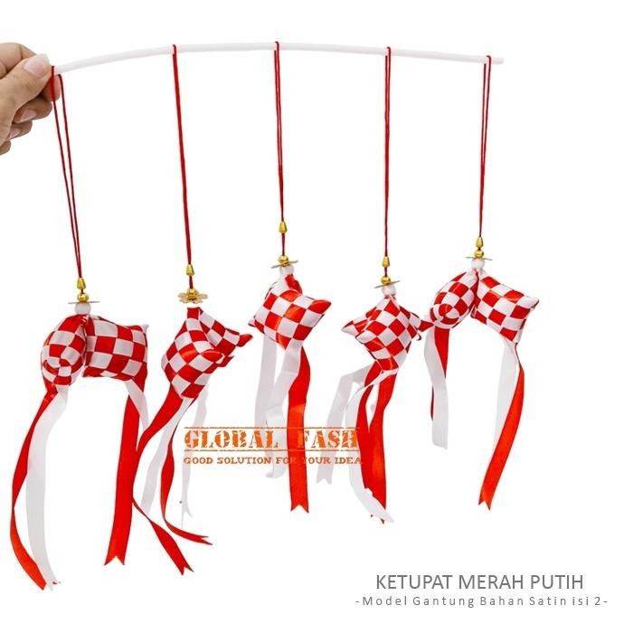 

BISA COD ketupat pita satin merah putih / hiasan gantung mobil/ aksesoris hut ri / aksesoris agustusan DISKOM