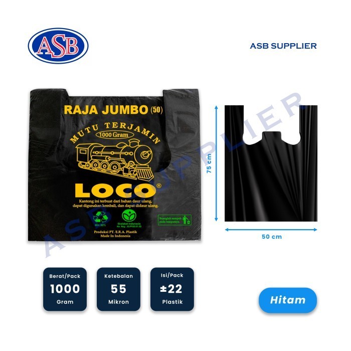 

DISKON Kantong Plastik Kresek HDPE Loco Ukuran 50 / RAJA JUMBO (1 Kg)