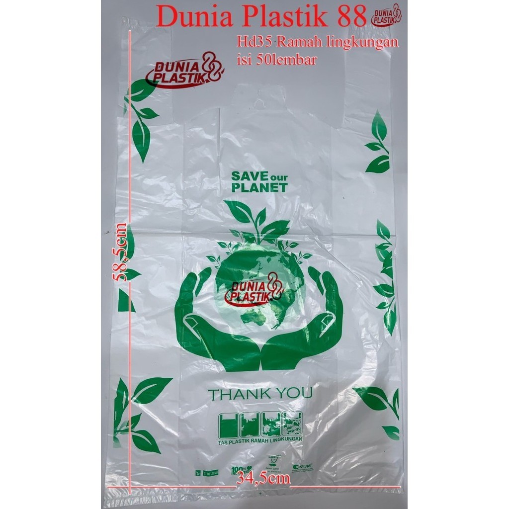 

DISKON 50pc HD35 RAMAH LINGKUNGAN kantong plastik oxium go green save planet