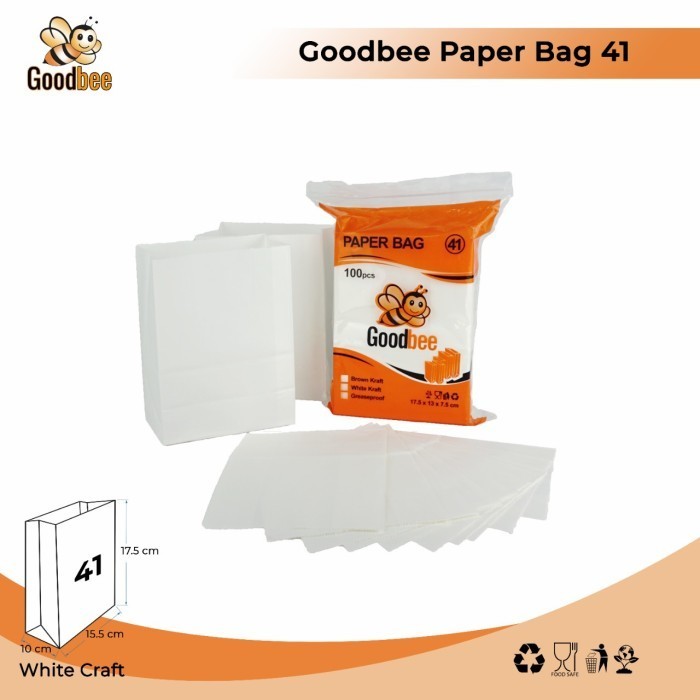 

HOT PROMO PAPER BAG - KODE 41 - WHITE KRAFT - KANTONG KERTAS KENTANG ROTI 100PCS