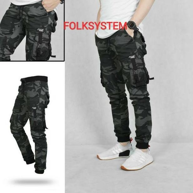 Celana Cardinal Panjang Pria Cargo Joger Motif Army Folksystem