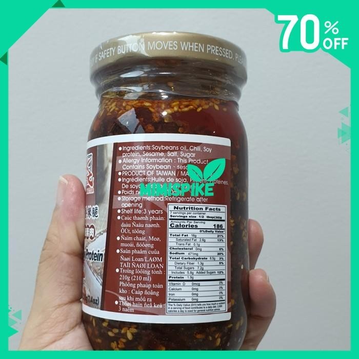 

LAO MA MA CRISPY CHILI OIL WITH SOY PROTEIN 210G VEGE MIRIP LAO GAN MA BY MIMISPIKE !