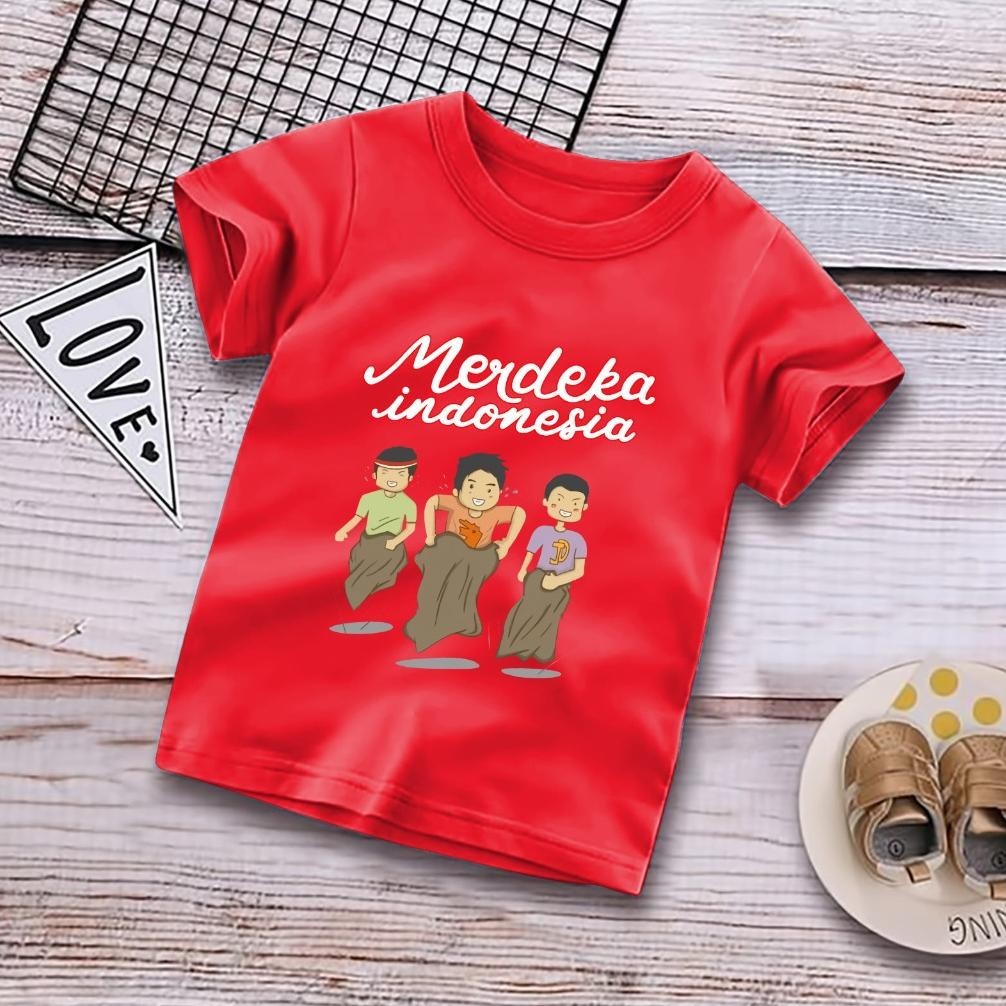 BISA COD KAOS ANAK WARNA MERAH ANAK COWO CEWE MOTIF KAOS ANAK WARNA MERAH GAMBAR 17 AGUSTUS INDONESI
