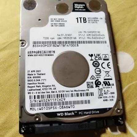 HDD/HARDISK INTERNAL 1TB WD BLACK 2,5" FOR LAPTOP/NOTEBOOK/PS 2807T