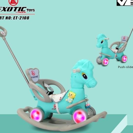 Mainan Kuda Kudaan Anak Unicorn Exotic Et 2108 3In1 Multifungsi - Pink