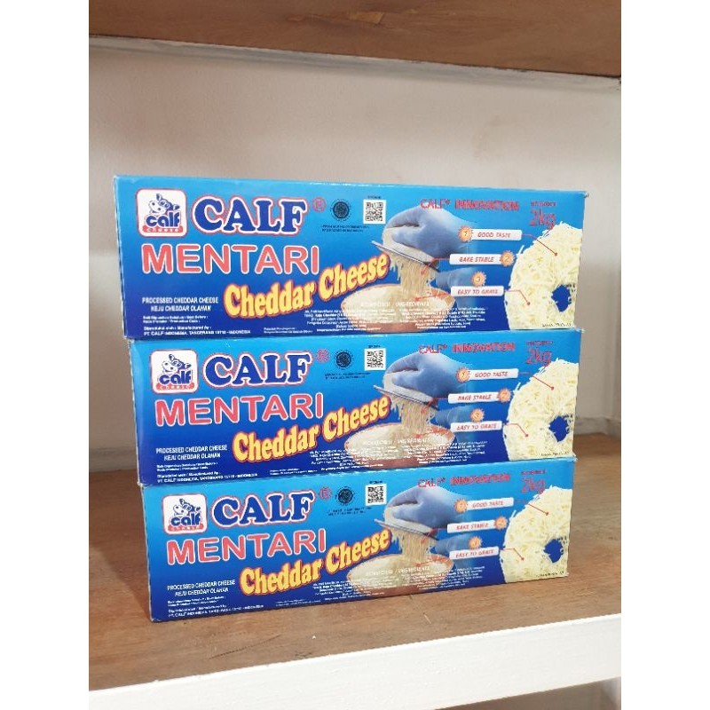 

CALF Mentari Cheddar Cheese 2kg Keju Murah Processed Cheese Keju Olahan Keju Parut Berkualitas Bagus