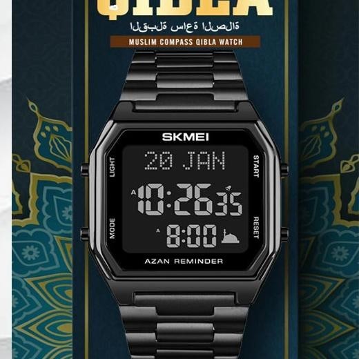 Skmei Jam Tangan Digital Pria Muslim Qibla Direction - Bla